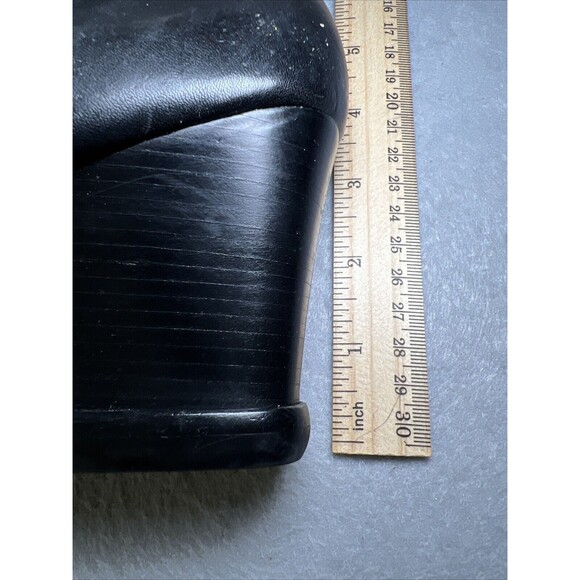 Michael Kors Leather Ankle Bootie Wedge Womens 6.5 Black Gold Accents - Picture 12 of 13